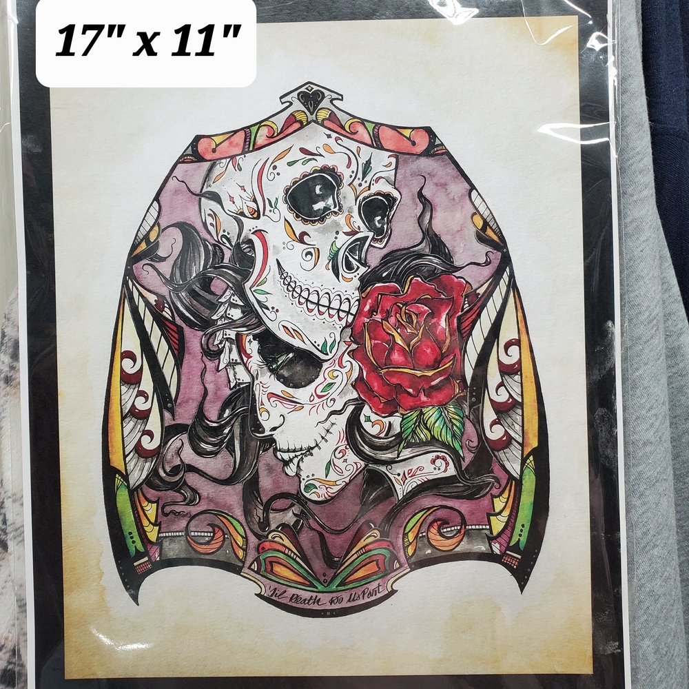 Colorful Skull Art Print 17x11